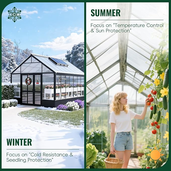 6 Pcs Polycarbonate Greenhouse Panels, 6'FT x 2'FT x 0.24" in Twin-Wall Polycarbonate Sheet, All-Season UV Protected Plastic Roof Sheeting for Greenhouse Covering/Outdoor Garden