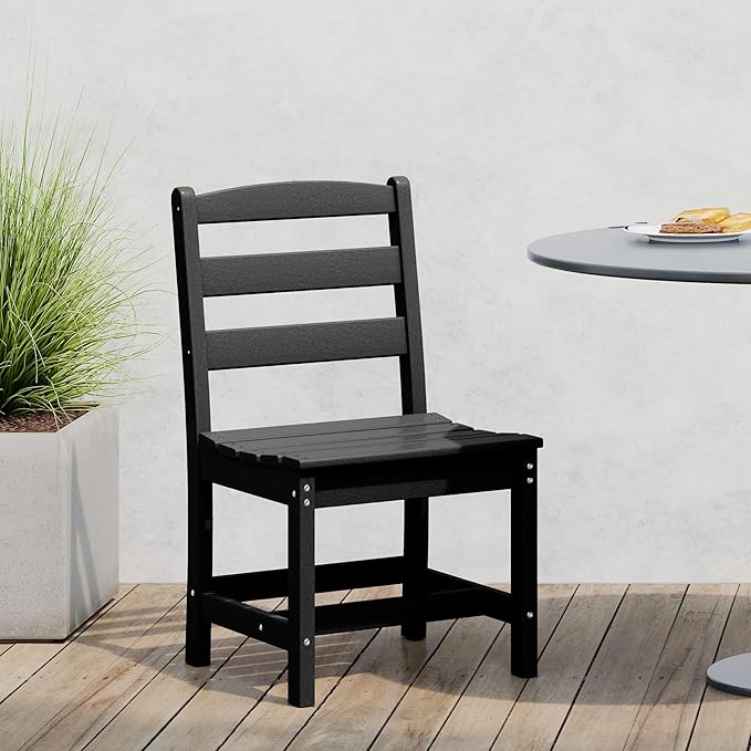 WestinTrends Ashore Outdoor HDPE Patio Classic Armless Dining Side Chair, Black