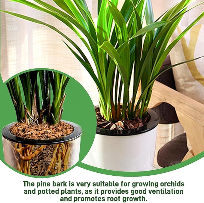 6qt Organic Orchid Potting Bark -Natural Mulch for Potted Plants, Root Development of Orchid Plants and Garden Soil Amendment Mix