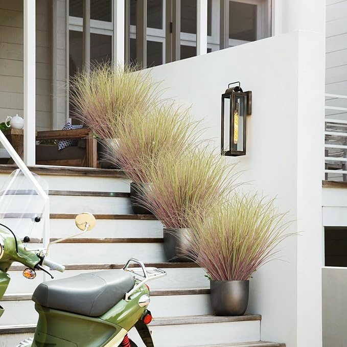 LUZOGA 24Pcs Artificial Grass Plants, Faux Shrubs Wheat Grass, Artificial Tall Grass Fake Plants for Outdoor Decor,Artificial Greenery Stems Weed for Room Indoor Home Decor（Light Purple）