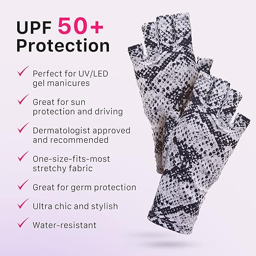 ManiGlovz - The Original UPF 50+ UV Light Protective Nail Gloves | Gel Manicure Gloves and Anti UV Fingerless Gloves for Women | Can be Used as Sun Protection Gloves for Driving | Miss Soni