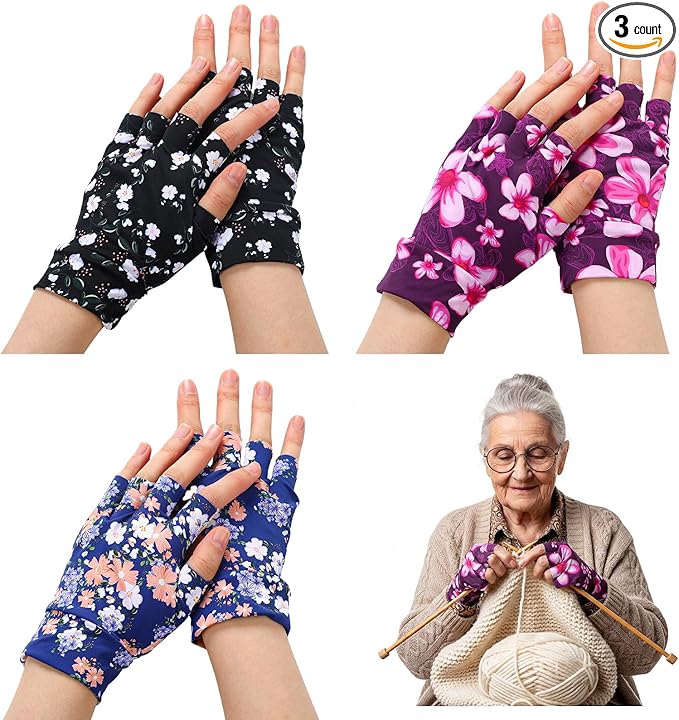 3 Pairs Elderly Skin Thin Protector Gloves Tone Fingerless Gloves Protecting Thin Skin Covering Bruises Abrasion