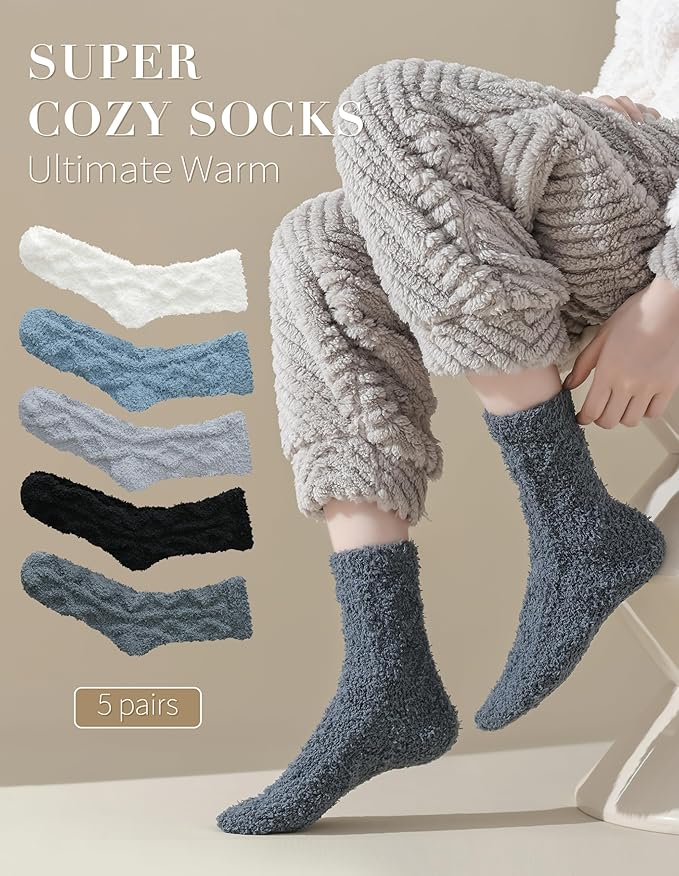 TEHOOK Warm & Cozy Valentines Gifts for Women, Fluffy Fuzzy Plush Sleeping Slipper Socks - Soft Warm Fabric