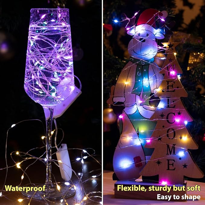 HXWEIYE 12 Pack Fairy Lights Battery Operated, 7ft 20LED Mini Twinkle String Light for Mason Jar DIY Wedding Table Centerpieces Party Bedroom Christmas (Multicolor)