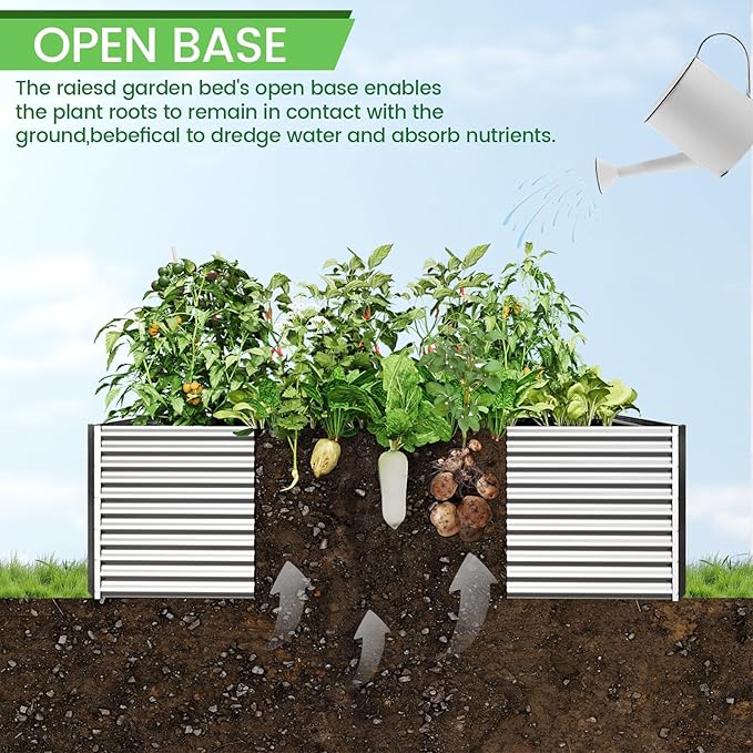 FRIZIONE 3pcs Tall 4x2ft Galvanized Raised Garden Bed Outdoor,Above Ground Garden Bed for Vegetable,Metal Raised Beds for Flower,Steel Raised Beds for Gardening
