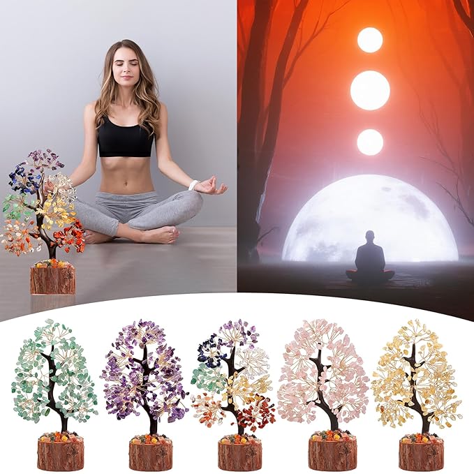 Sunnlejw 7 Chakra Crystal Tree of Life,Birthday Gifts for Women, Healing Crystal and Stones for Positive Energy,Gifts for Sister and Mom,House Warming Gift,Money Feng Shui Tree Decoration