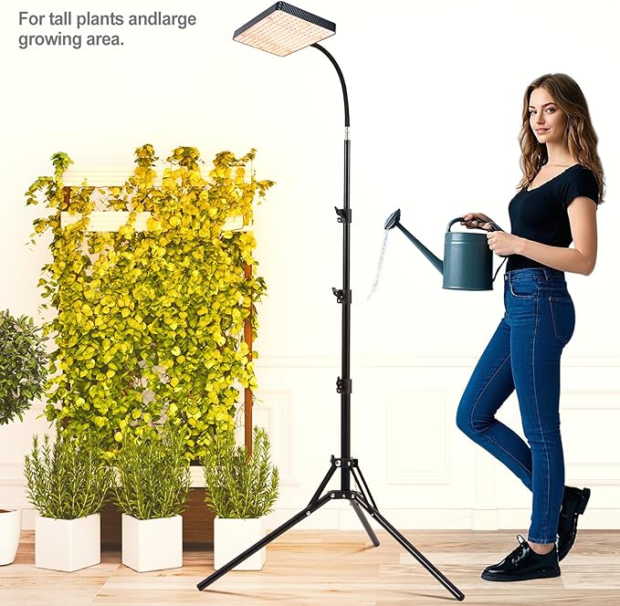 Orchbloom Grow Light with Stand and Timer, 25 Watt Power Home Plug Standing Tall Plant Light, Full Spectrum Grow Lights for Indoor Houseplants, Bonsai Tree, Seed Starting, 24"-64" Height Adjustable