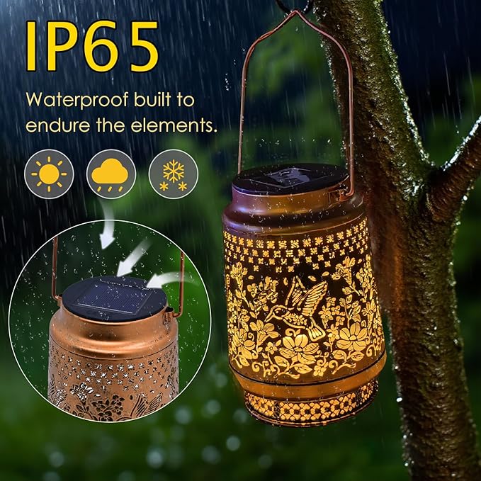 Solar Lanterns Outdoor Waterproof, Hummingbird Hanging Solar Lanterns Birthday Gifts for Women Mom Grandma, Garden Decor for Patio Yard Lawn Backyard Porch