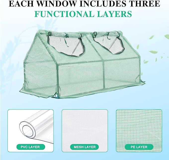BPS 6x3x3 FT 3-in-1 Mini Greenhouse Kit, Small Greenhouse with Triple-Layer Window for All-Season Vegetable and Plant Growing