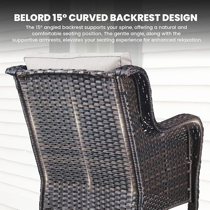 Belord Wicker Furniture 4 Pieces Outdoor Patio Furniture Set Patio Chairs with Ottomans Conversation Set for Porch Garden Deck Balcony Poolside