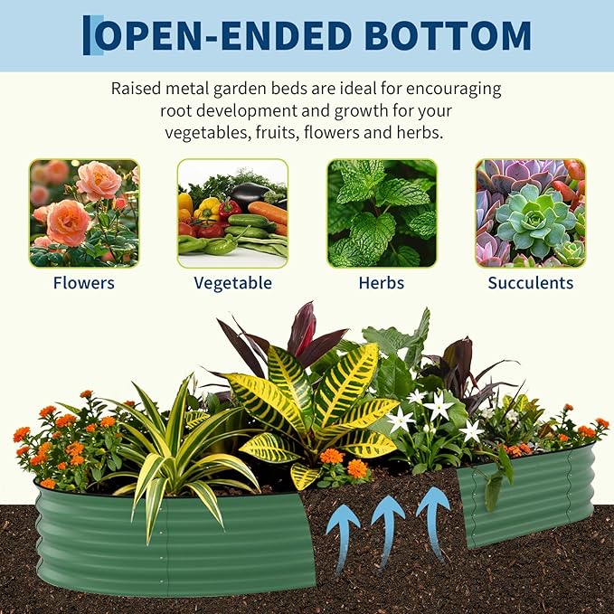 2 Pack Galvanized Raised Garden Beds - 10x4x1.5ft Planter Box for Vegetables, Flowers, Rust-Resistant Garden Box, Easy Assembly Raised Beds, Durable Planters for Outdoor Plants, Green