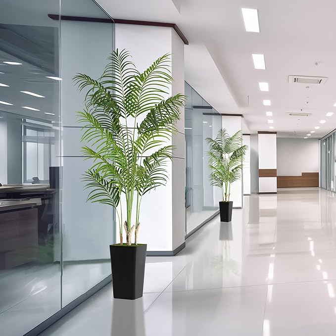 Artificial Palm Tree 6Ft Faux Silk Tropical Areca Plant Indoor Outdoor Fake Tree in Pot for Home Office Living Room Patio Decor