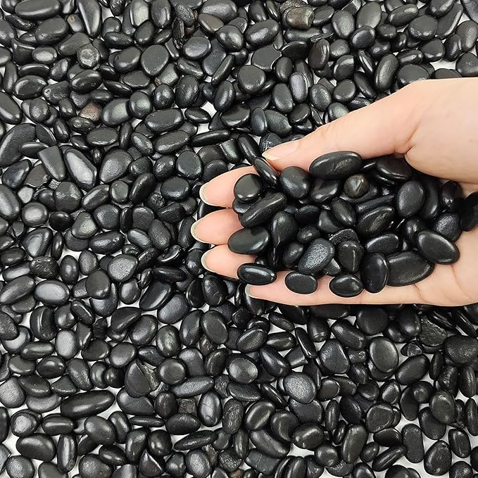 FANTIAN 10 lbs Small Black Pebbles for Indoor Plants. 3/8 inch Decorative Black River Rocks for Succulent Potted Plant, Vase, Landscaping and Outdoor Garden Rocks