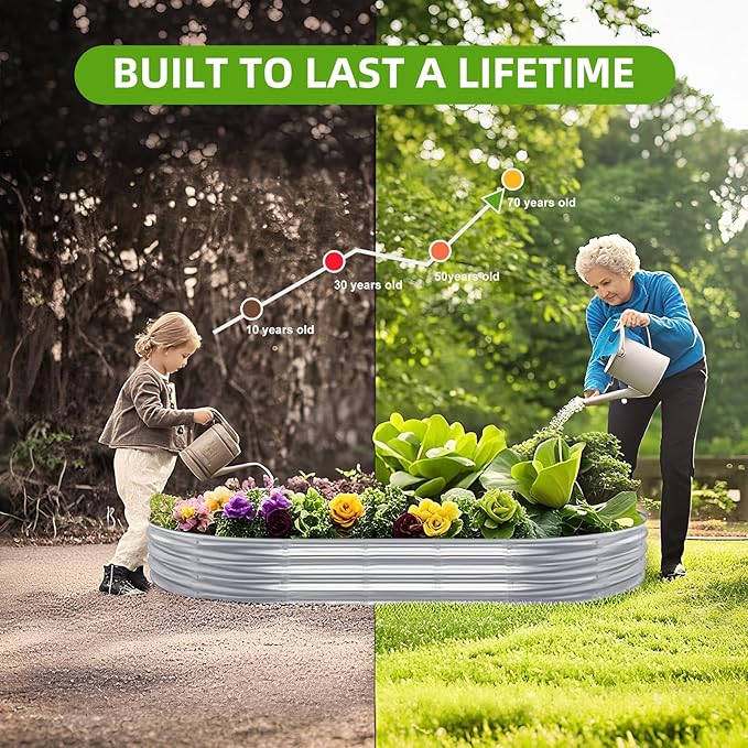 Galvanized Raised Garden Bed, 8x4x1 FT Thickening Planter Boxes Outdoor, Raised Beds for Gardening, Easy Assembly Large Garden Bed for Vegetables, Fruits, Flowers