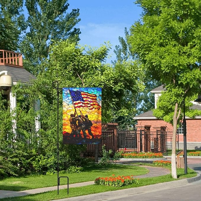 4th of July Garden Flag Independence Day Decorations Vertical Double Sided Outdoor Yard Flags 12.5x18 Inch Burlap Banners for House Lawn