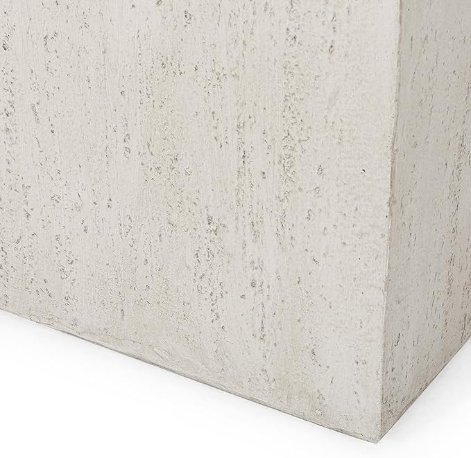 Merax Outdoor Large Square MGO Planter, 35-inch Modern Lightweight Concrete Garden Plant Pot for Patio, Backyard, and Deck, Stone-Look Rectangle Planter Box, White