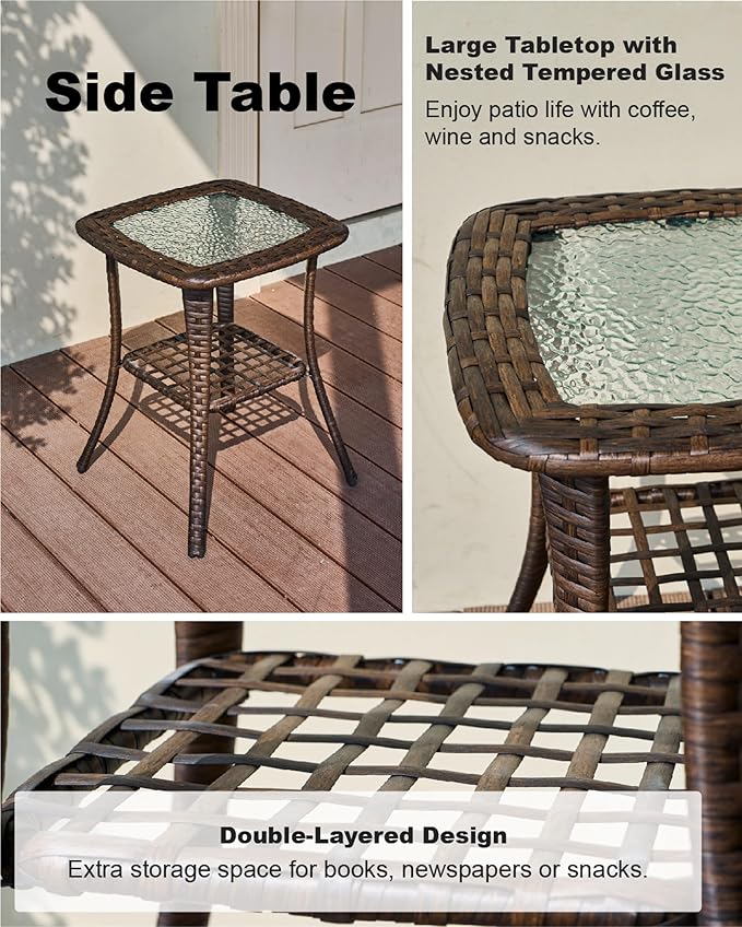 HILLGA Luxury Patio Furniture Set with 6-inch Thick Cushion, Outdoor High Back Swivel Rocker Patio Chairs, 6PCS Wicker Conversation Set for Deck Yard and Poolside, Dark Grey (V2)