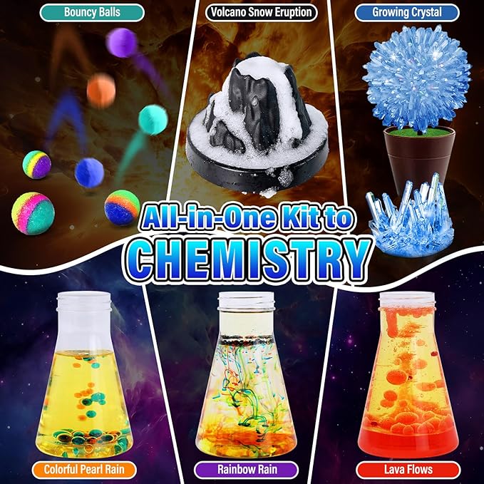 PATIFEED 250 Experiments Kits for Kids, Science S.T.E.M Projects Scientific Toys for Boys Girls Gifts Ideas Birthday Christmas, Erupting Volcano, Planet, Bouncy Ball,Chemistry Scientist Set