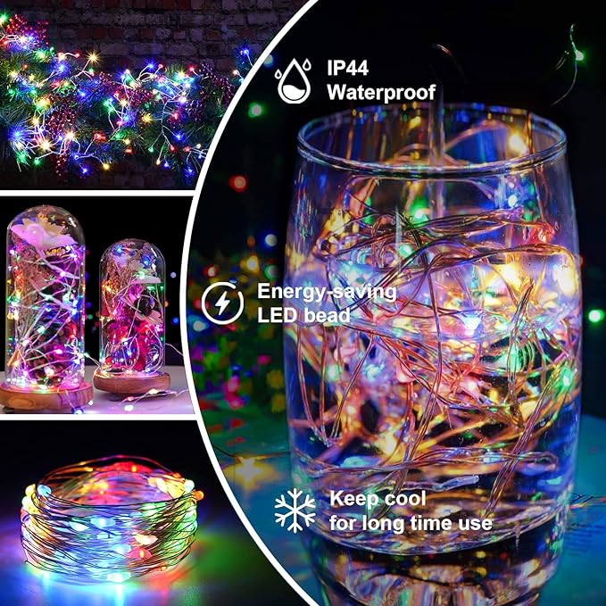 Fairy Light Battery Operated String Lights 6 Pack 20LED Copper Wire Firefly Twinkle Lights Indoor Waterproof for Christmas Halloween Garden Party Bedroom Wedding Birthday (Multicolor)