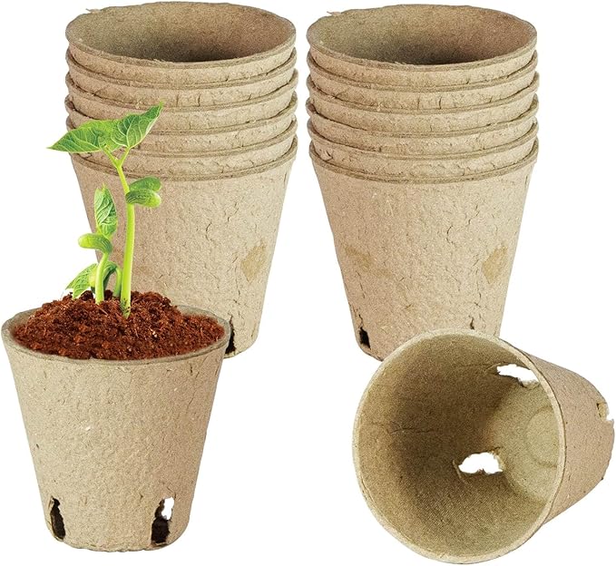 DESKEMAI Peat Pots, Biodegradable Pots for Seedlings with Drain Holes, Garden Plant Nursery Pots for Plants, Vegetables,Fruits and Herb (12)