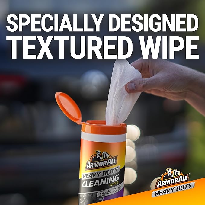 Armor All Heavy Duty Car Cleaning Wipes, 25 Count Canister, Interior Car Wipes, Also Great for Tools, Car Parts and Lawn Care Equipment