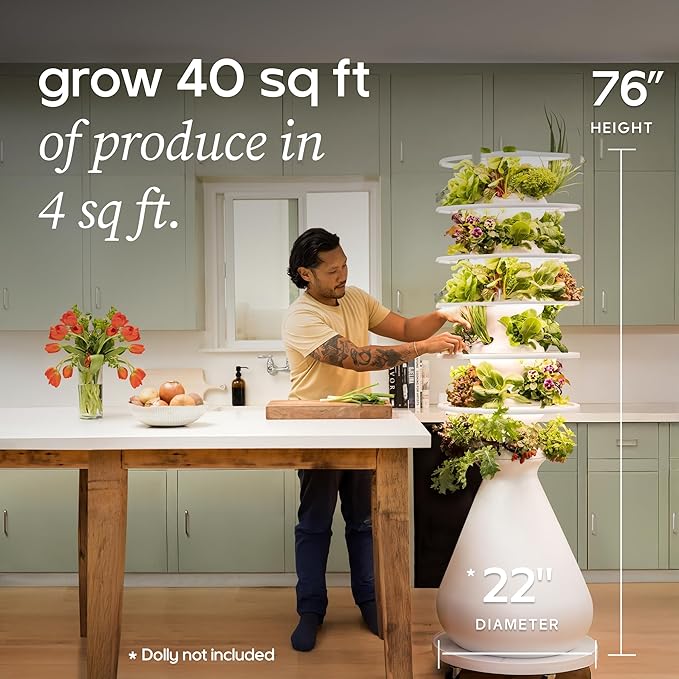 Farmstand Starter Kit with Glow Rings and 36 Seedling Credits | Large Hydroponic Growing System Kit | Vertical Garden Planter Tower | 6ft 7in Tall
