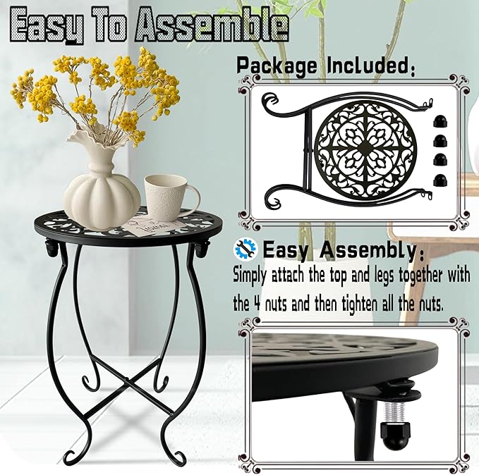 EKINIYAR Plant Stand Indoor Outdoor, Metal Plant Stand for Indoor Plants Iron Art Flower Pot Holder Stand Decoration Shelf Racks for Single Planter Use in Garden Patio Corner 1 Count
