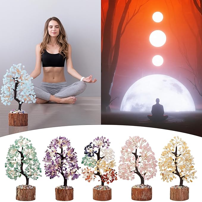 Sunnlejw Aquamarine Chakra Crystal Tree of Life,Birthday Gifts for Women, Healing Crystal and Stones for Positive Energy,Gifts for Sister and Mom,House Warming Gift,Money Feng Shui Tree Decoration
