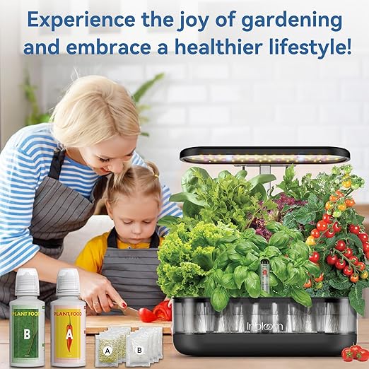 inbloom Hydroponic Nutrients (1000 ml in Total), Hydroponics Plant Food A&B for Aerogarden, Indoor Plant Fertilizer for Hydroponics Growing System Kit, Gardening Supplies for iDoo, Ahopegarden, Mugfa