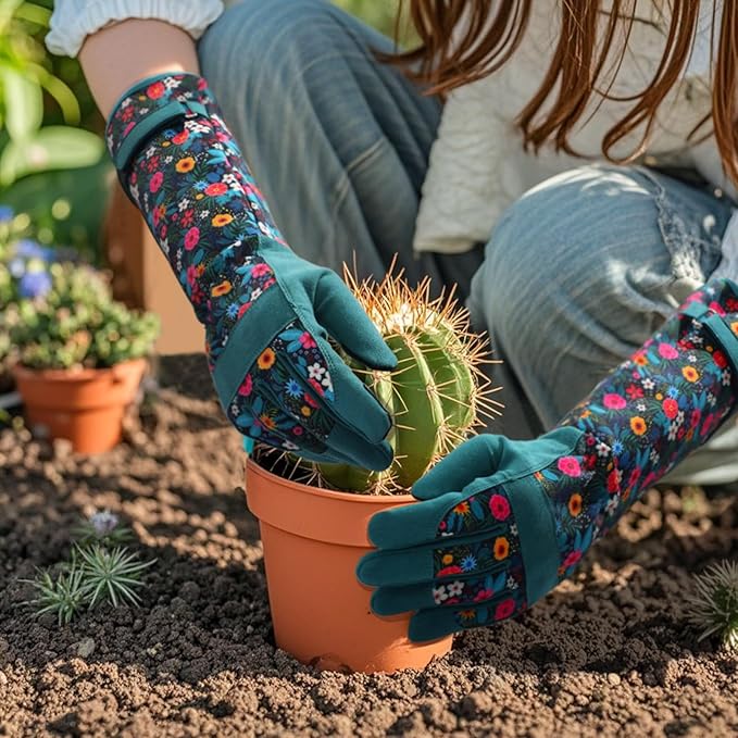 Trifabricy Gardening Gloves for Women - Long Garden Gloves with Grip Breathable, Thorn-Proof Puncture-Resistant Work Gloves