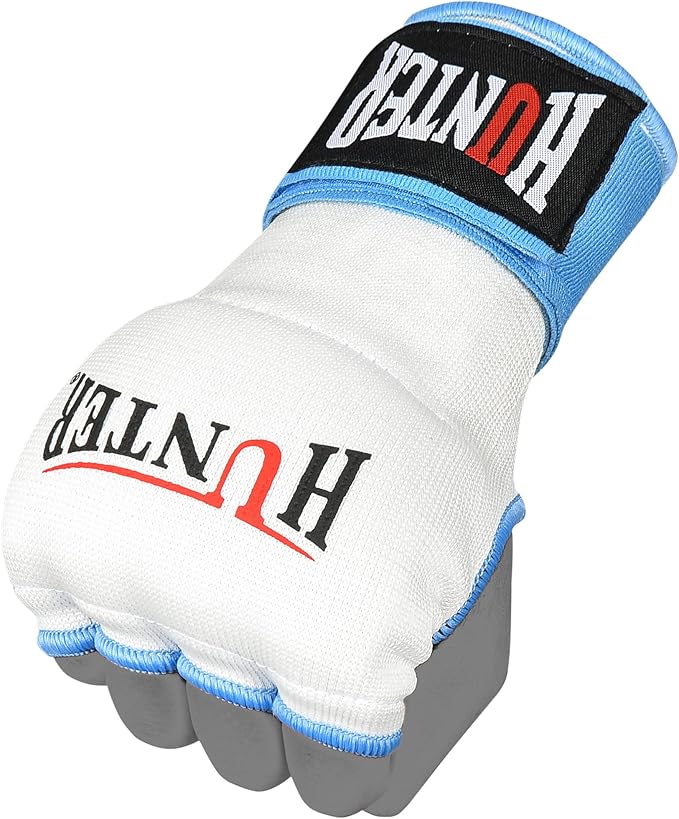 HUNTER Gel Padded Inner Gloves with Hand Wraps for Boxing, Quick Elastic Training Wraps for Men & Women, Muay Thai MMA Kickboxing Martial Arts Knuckle Wrist Protector (Pair)