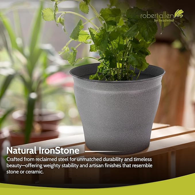 Headwind Natural Ironstone Timberline Collection - 12" Slate Grey Decorative Planter for Outdoor Pots for Plants – Modern Indoor Plant Pots, Large & Small Planters for Indoor Plants by Robert Allen