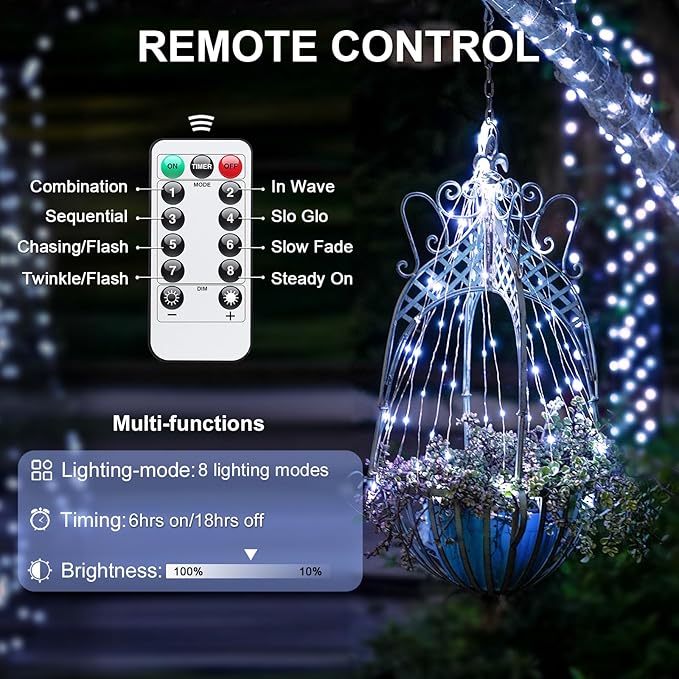 JMEXSUSS 2 Pack Fairy Lights Battery Operated, Total 400 LED 132ft Outdoor Fairy String Lights with Remote, 8 Modes Copper Wire Twinkle Lights for Bedroom Tree Wall Patio Outside Decor, White