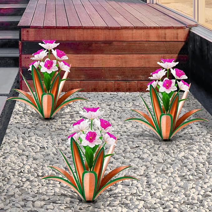 TOMBABY Huge Metal Agave Plants Outdoor Decoration Outdoor Garden Decorated with Flowers Mexican Yard Art Plant Garden Gift(red 2 Pack)