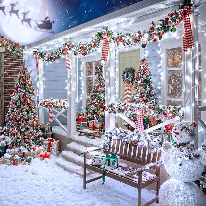 600 LED White Christmas Lights Outdoor 197ft 8 Modes White Christmas String Lights Clear Wire, Plug in Twinkle Fairy Lights for Bedroom Wedding Christmas Tree Decorations