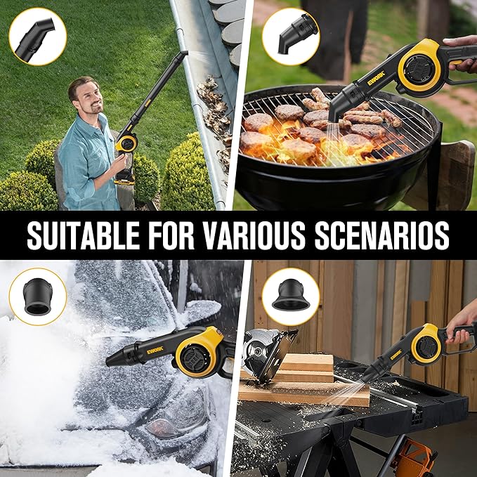 EWORK Small Leaf Blower Cordless 20V Mini Leaf Blower 130CFM/200MPH with Battery and Fast Charger, Lightweight Electric Leaf Blowers, Compact Blower for Jobsite, Patio Cleaning, Lawn Care