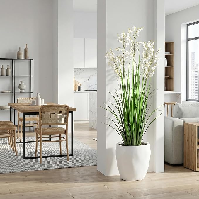 Ttranewsoo Green Onions Home Decor Fake Plants Lily of The Valley Snake Plant Home DéCor Accents Artificial Grass Room Decor Artificial Plants Indoor Artificial Grass 47“ （2PCS ） White