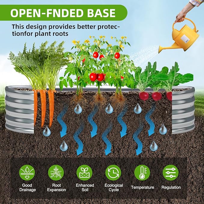 Galvanized Raised Garden Bed, 8x4x1 FT Thickening Planter Boxes Outdoor, Raised Beds for Gardening, Easy Assembly Large Garden Bed for Vegetables, Fruits, Flowers