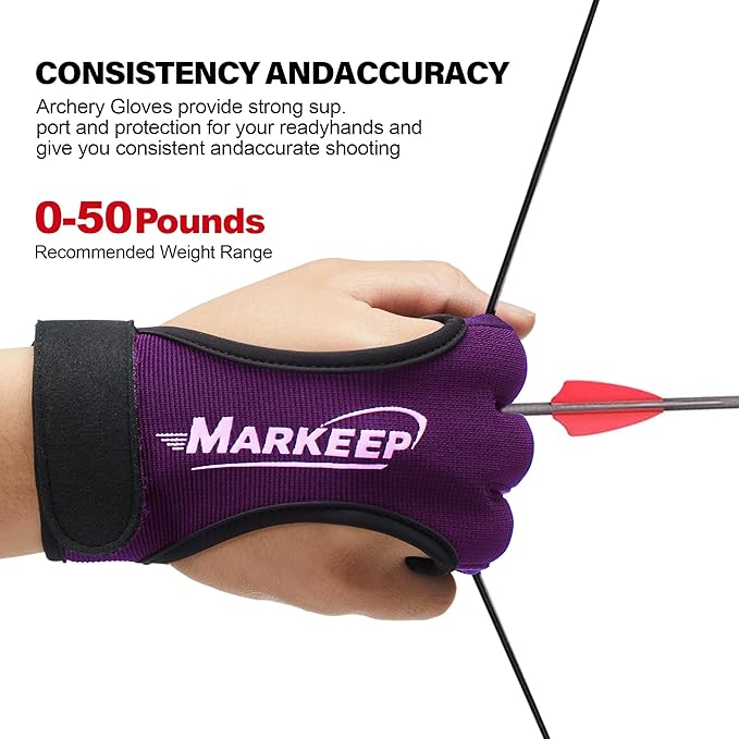Archery Gloves 2 Pack Shooting Hunting Leather Guard 3-Finger Guard for Youth Adult Man Woman and Beginner Recurve Arrow Bow Archery Protective Gear Accessories