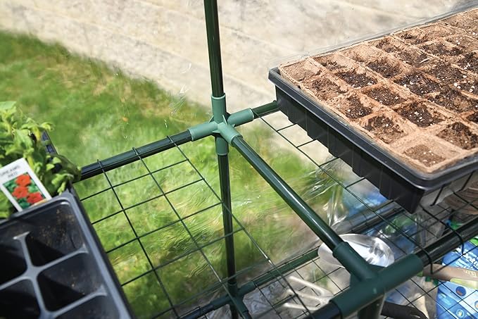 Miracle-GRO 4'8" x 4'8" x 6'5" All-Season Small Walk-in Greenhouse with 8 Wire Shelves for Outdoors, Easy-Access and Durable, Translucent