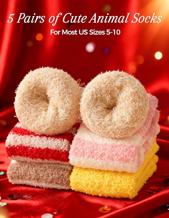 TEHOOK Warm & Cozy Valentines Gifts for Women, Fluffy Fuzzy Plush Sleeping Slipper Socks - Soft Warm Fabric