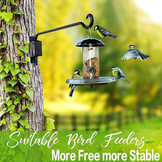 Qiang Ni Plant Hanger Outdoor: 16 Inch Bird Feeder Bracket for Garden Patio Decor - Swivel Adjustable Wall Mount Plant Hook for Hanging Flower Baskets