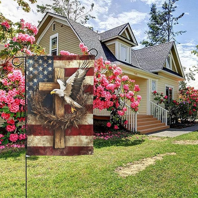 Wreath Garden Flag 12x18 Inch Double Sided All-Weather Polyester Outdoor Flag For Patio Lawn Yard And Garden Welcome Decor