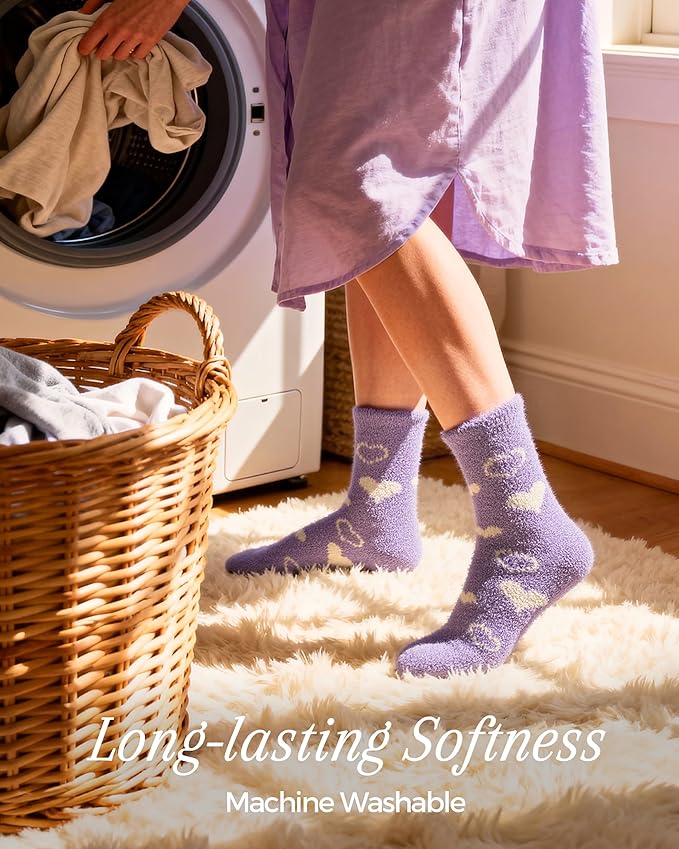 TEHOOK Warm & Cozy Valentines Gifts for Women, Fluffy Fuzzy Plush Sleeping Slipper Socks - Soft Warm Fabric