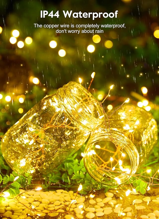 Fairy Lights Plug in, 16.4Ft 200 LED USB Firecracker Twinkle Lights with Remote and Timer, Silver Wire Cluster String Light for Bedroom Indoor Wreath Party Wedding Christmas Decoration, Warm White