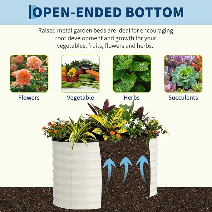 2 Pack Galvanized Raised Garden Beds - 4x2x2ft Planter Box for Vegetables, Flowers, Rust-Resistant Garden Box, Easy Assembly Raised Beds, Durable Planters for Outdoor Plants, Beige