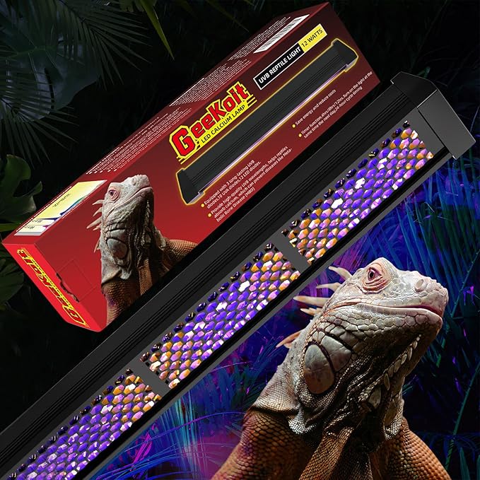 GeeKoit 12-Inch UVB Reptile Light,4H/8H/12H Timer,3 Modes Lighting,5 Level Brightness, 12W UVA UVB Lamp for Desert Tropical Animals Bearded Dragons Turtle Chameleon Tortoises Gecko Snake Frog