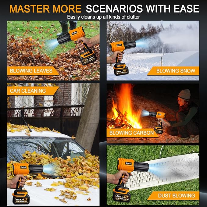 Leaf Blower Cordless with 2×21V Batteries, Turbo Jet Handheld Blower with Nozzle, Mini Leaf Blower Cordless, Variable Speed for Lawn Care, Patio, Car Drying, Snow & Dust Cleaning