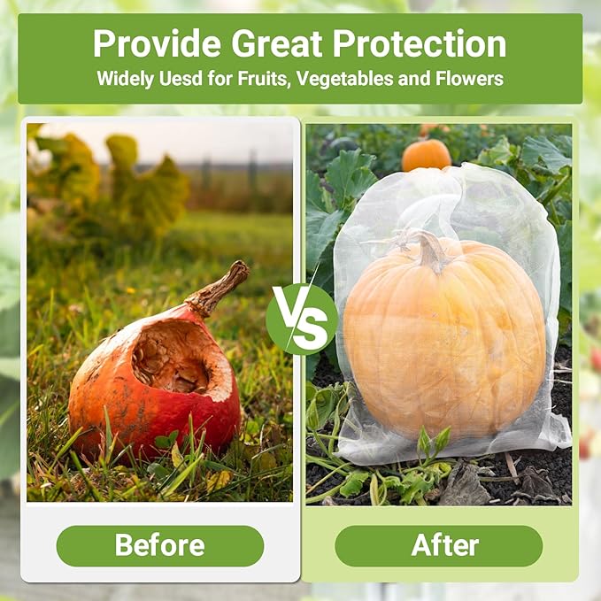 Mesh Fruit Tree Bags, 20 Pack 27 x 19 Inch Plants Protection Netting with Drawstring, Insect Bird Bug Barrier Net Cover for Garden Flower Bananas Vegetables Fruits Tree Shrub