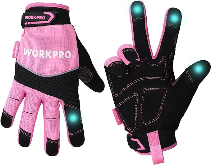 WORKPRO Safety Work Gloves, Mechanic Working Gloves for Men Women, Touch Screen, Terry Fabric, Non-Slip